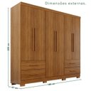 Ver imagem 3 de Guarda-Roupa Casal com Pés 6 Portas 4 Gavetas Texas Premium Marrom/Cinamomo