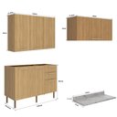 Ver imagem 7 de Cozinha Modulada Estela 200cm Aéreo e Balcão 3 Peças Cor:freijó
