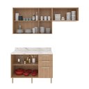 Ver imagem 6 de Cozinha Modulada Estela 200cm Aéreo e Balcão 3 Peças Cor:freijó