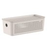 Caixa Organizadora com Tampa 27x12x10cm Bege Cesto Flow 3l ou Lavanderia Closet - 1
