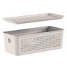 Caixa Organizadora com Tampa 27x12x10cm Bege Cesto Flow 3l ou Lavanderia Closet - 4