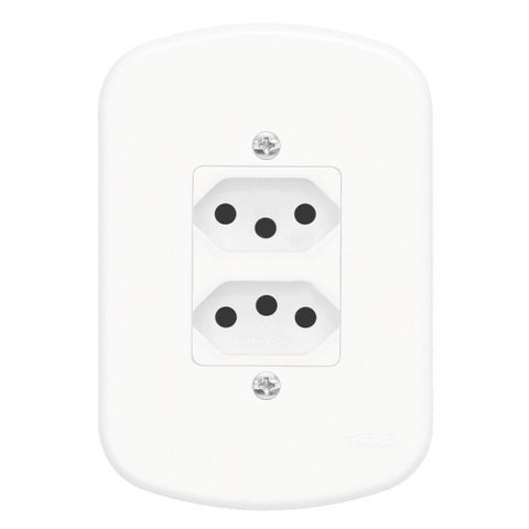 2 Tomadas 2p+t 10a 250 Volts Distanciadas Blanc - 1353 - Fame 2 Tomadas 10a C/placa Blanc 1353 Fame