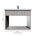 Ver imagem 2 de Gabinete Banheiro Madeira Pia Mármore Sintético 60 Cm Mdf Tokay