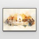 Ver imagem 3 de Quadro Decorativo Santa Ceia Aquarela Sala Quarto Casa Escritório