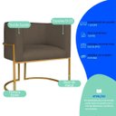 Ver imagem 4 de Kit 2 Poltronas Dália Luxo Moderna Estofada Design Sofisticado com Base de Ferro Dourado Suede
