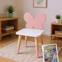 Ver imagem 1 de Cadeira Infantil de Madeira Borboletinha Kit Livro Educativo - Rosa Bebê