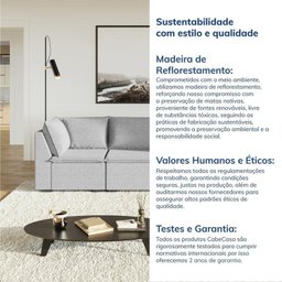 Sofá Modular 2 Módulos Canto 1 Módulo Central Zen CabeCasa MadeiraMadeira - 8