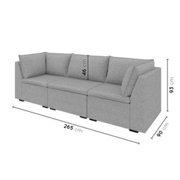 Sofá Modular 2 Módulos Canto 1 Módulo Central Zen CabeCasa MadeiraMadeira - 3