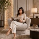 Ver imagem 2 de Poltrona Decorativa Aura Giratória Bouclê Moscow Design Orgânico