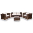 Ver imagem 1 de Conjunto de Sofá Fibra Sintética Quadrado - 1 Sofá 2L + 2 Poltronas + 1 Mesa Centro - Linum Bege