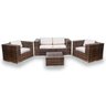 Conjunto de Sofá Fibra Sintética Quadrado - 1 Sofá 2L + 2 Poltronas + 1 Mesa Centro - Linum Bege - 1
