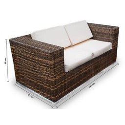 Conjunto de Sofá Fibra Sintética Quadrado - 1 Sofá 2L + 2 Poltronas + 1 Mesa Centro - Linum Bege - 2