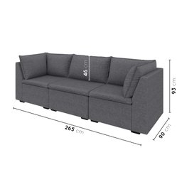 Sofá Modular 2 Módulos Canto 1 Módulo Central Zen CabeCasa MadeiraMadeira - 3