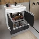 Ver imagem 4 de Kit Gabinete Banheiro Fox 60cm Branco/preto (gabinete + Cuba + Espelheira)