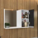 Ver imagem 5 de Kit Gabinete Banheiro Fox 60cm Branco/preto (gabinete + Cuba + Espelheira)