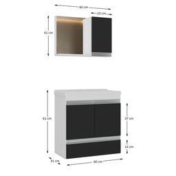 Kit Gabinete Banheiro Fox 60cm Branco/preto (gabinete + Cuba + Espelheira) - 3