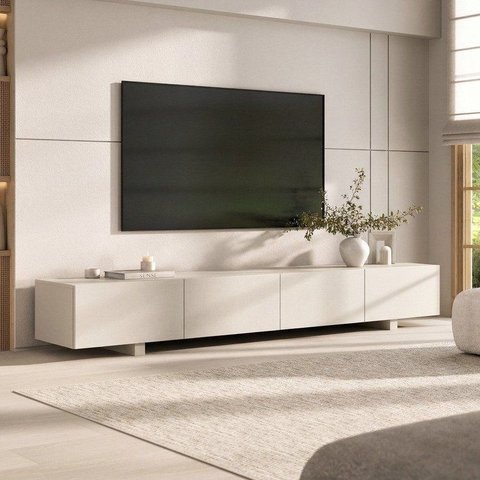 Rack para TV até 75 Polegadas Planejado 210cm Aruá CabeCasa MadeiraOriginals Branco/Off-White