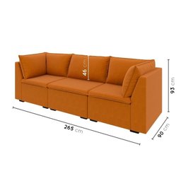 Sofá Modular 2 Módulos Canto 1 Módulo Central Zen CabeCasa MadeiraMadeira - 3