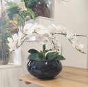 Ver imagem 2 de Arranjo Centro de Mesa 4 Flores Orquídeas Brancas e Vaso