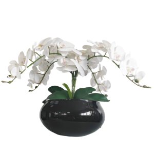 Arranjo Centro de Mesa 4 Flores Orquídeas Brancas e Vaso