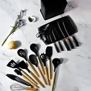 Ver imagem 3 de Kit Utensílios de Cozinha Jogo Completo 19 Peças Preto