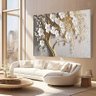 Quadros Decorativos para Quarto Sala  Dourado Floral Flores Branca Grande Escritório Hall 60x90 - 1