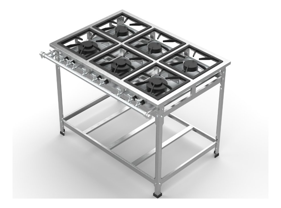 Fogão 6 Bocas Baixa Pressão - Perfil 5 - Estampado - 3 Qs 3 Qd - Inox - Fast Gourmet - 1