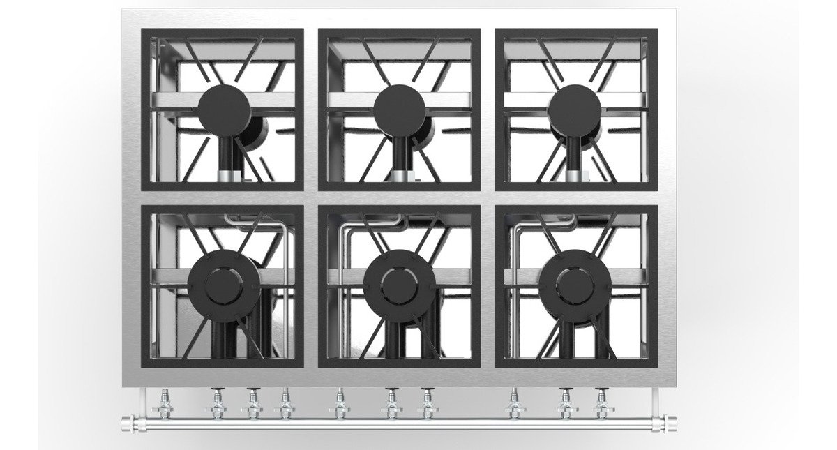 Fogão 6 Bocas Baixa Pressão - Perfil 5 - Estampado - 3 Qs 3 Qd - Inox - Fast Gourmet - 2