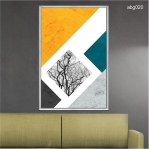 Quadro Decorativo - Abstrato Geometrico Amarelo Abg020 Tela Canvas - 80x60cm