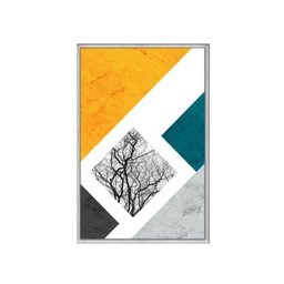 Quadro Decorativo - Abstrato Geometrico Amarelo Abg020 Tela Canvas - 80x60cm - 2