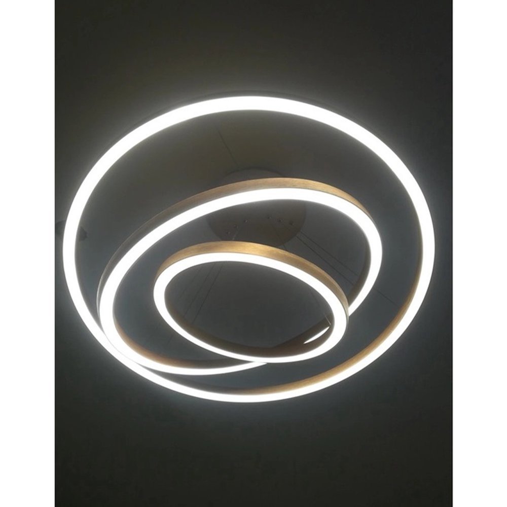 Luminaria Pendente Led 3 Aneis Perfil Luxo 3 em 1 Ajustavel Decorativo Quarto Sala Recepçao Casa Amb - 8