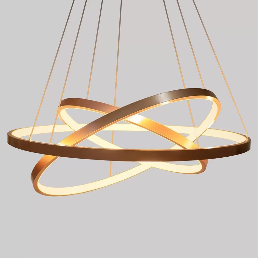 Luminaria Pendente Led 3 Aneis Perfil Luxo 3 em 1 Ajustavel Decorativo Quarto Sala Recepçao Casa Amb - 7