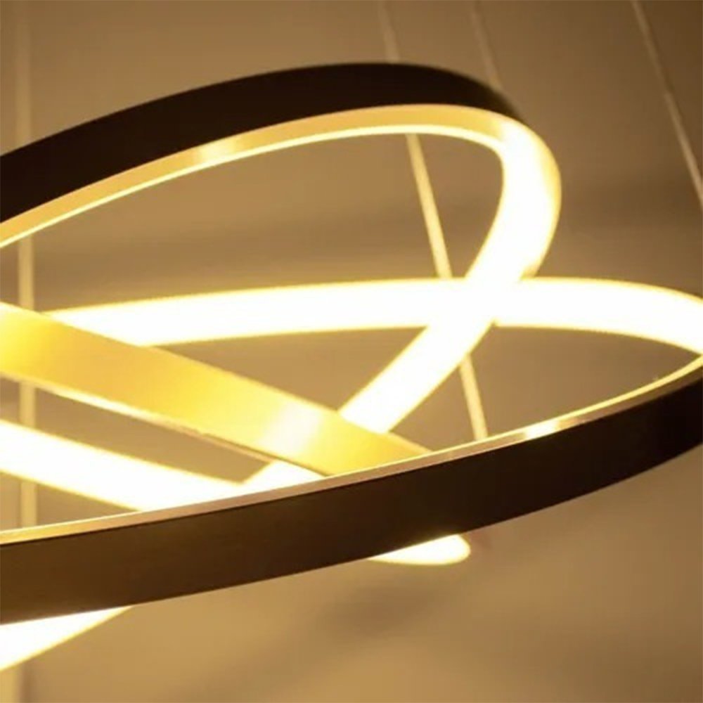 Luminaria Pendente Led 3 Aneis Perfil Luxo 3 em 1 Ajustavel Decorativo Quarto Sala Recepçao Casa Amb - 4