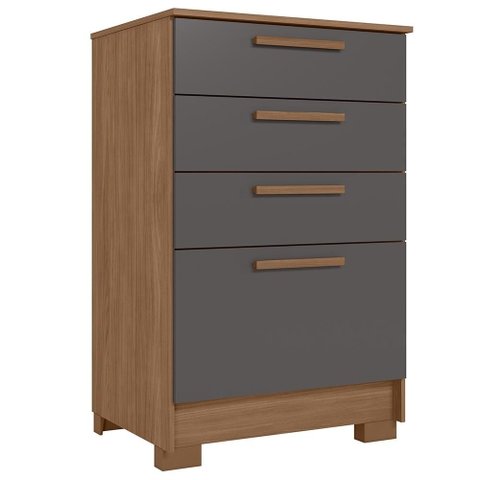 Cômoda Quarto 67cm 4 Gavetas Nayra Jatobá/Grafite S01 - Mpozenato