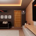 Ver imagem 4 de Kit com 2 Folhas de Porta Madeira Decorada 210x80cm Espessura 3,5cm Neblina MGM Marrom/Mogno