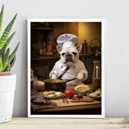 Quadro para Cozinha Cão Bulldog Francês 45x34cm - com Vidro:madeira Preta - 2