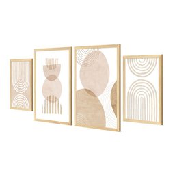 Kit 4 Quadros Decorativos Geométrico Linhas Sala Quarto - 1