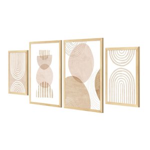 Kit 4 Quadros Decorativos Geométrico Linhas Sala Quarto