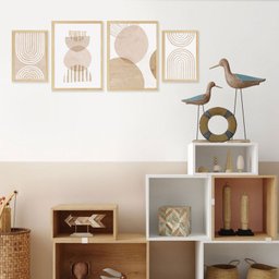 Kit 4 Quadros Decorativos Geométrico Linhas Sala Quarto - 2