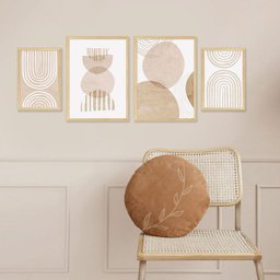 Kit 4 Quadros Decorativos Geométrico Linhas Sala Quarto - 3