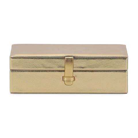 Caixa em Mdf com Revestimento em Pu Dourada 23x14,5x7,5cm