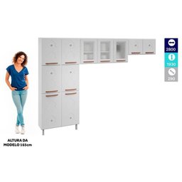 Kit de Cozinha Modulada 3 Peças Mirage New (2 Armários + 1 Paneleiro) Cpt114 Branco/preto - - 7