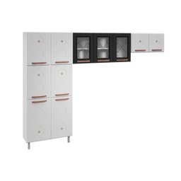 Kit de Cozinha Modulada 3 Peças Mirage New (2 Armários + 1 Paneleiro) Cpt114 Branco/preto - - 8