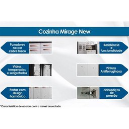 Kit de Cozinha Modulada 3 Peças Mirage New (2 Armários + 1 Paneleiro) Cpt114 Branco/preto - - 6