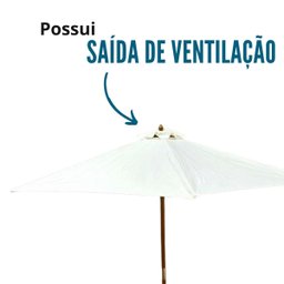 Ombrelone Guarda Sol Sombreiro Central Praia Piscina 3,0m Retrátil Topo Ventilado Estrutura Madeira - 4