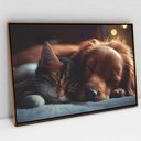 Ver imagem 1 de Quadro Decorativo Amigos Pet em Tela Canvas Tacolado Moldura Flutuante 4,5cm Freijó 80 X 120cm