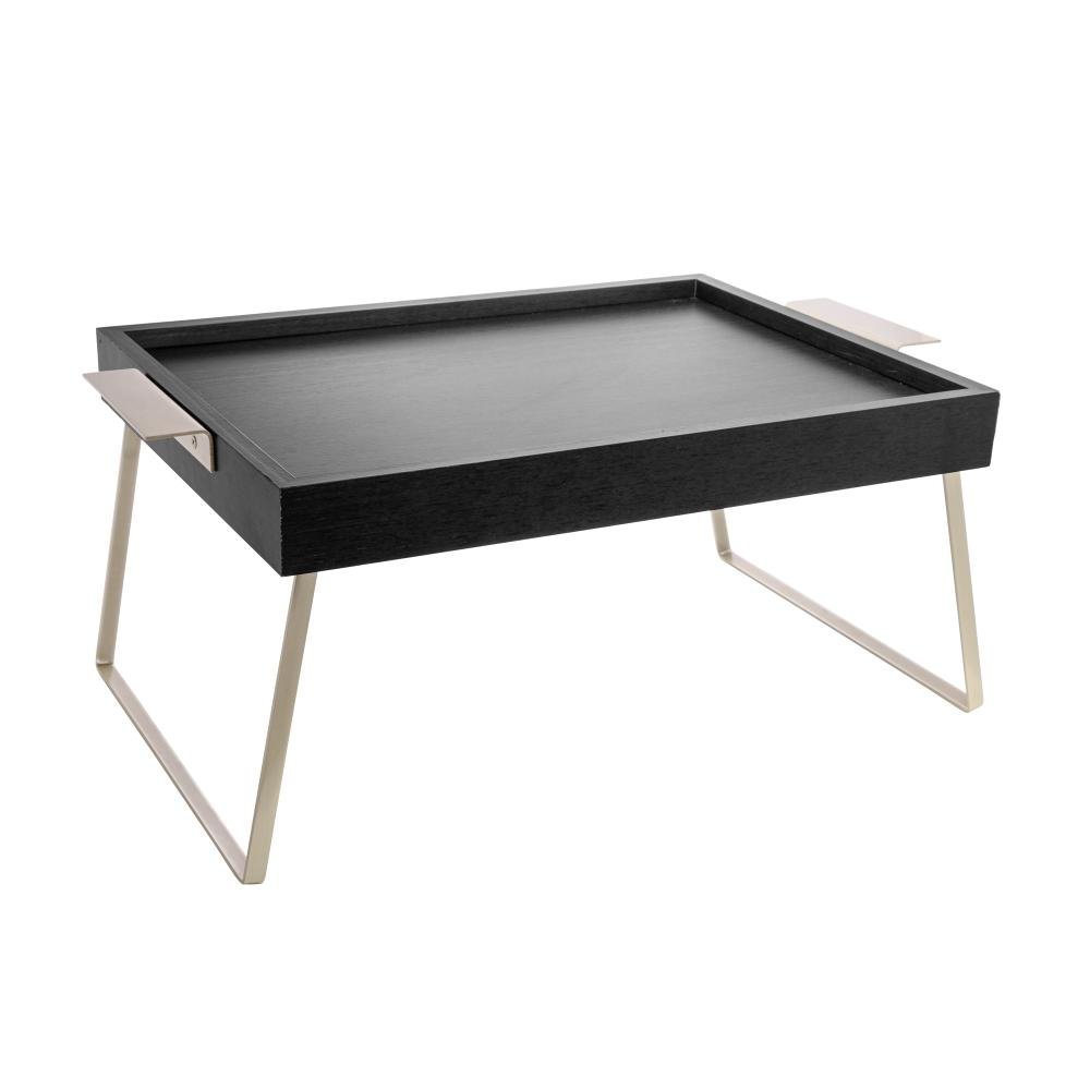 Bandeja De Madeira Para Café Da Manhã Pinus Black 55X35X23Cm - 1