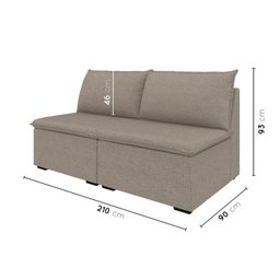 Sofá Modular 2 Módulos Centrais Zen CabeCasa MadeiraMadeira - 3