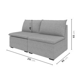 Sofá Modular 2 Módulos Centrais Zen CabeCasa MadeiraMadeira - 3