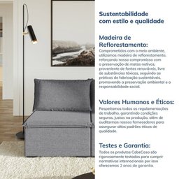 Sofá Modular 2 Módulos Centrais Zen CabeCasa MadeiraMadeira - 8